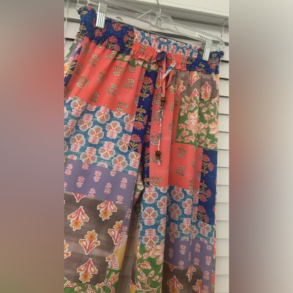 Thml Patchwork Wide Leg Pants Small - image 2